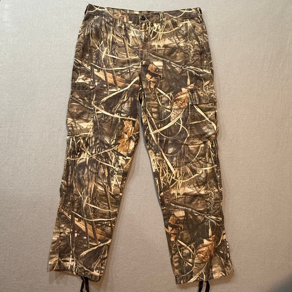 Ducks Unlimited Camo Cargo‎ Adjustable Waist Hunting Pants Men Size L
